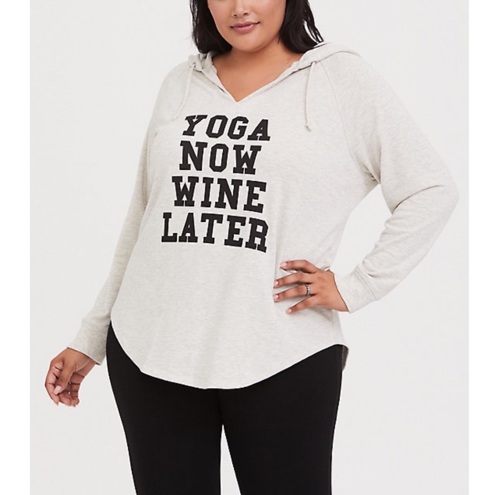 NWT Torrid Yoga Now Wine Later Gray Hoodie 2X